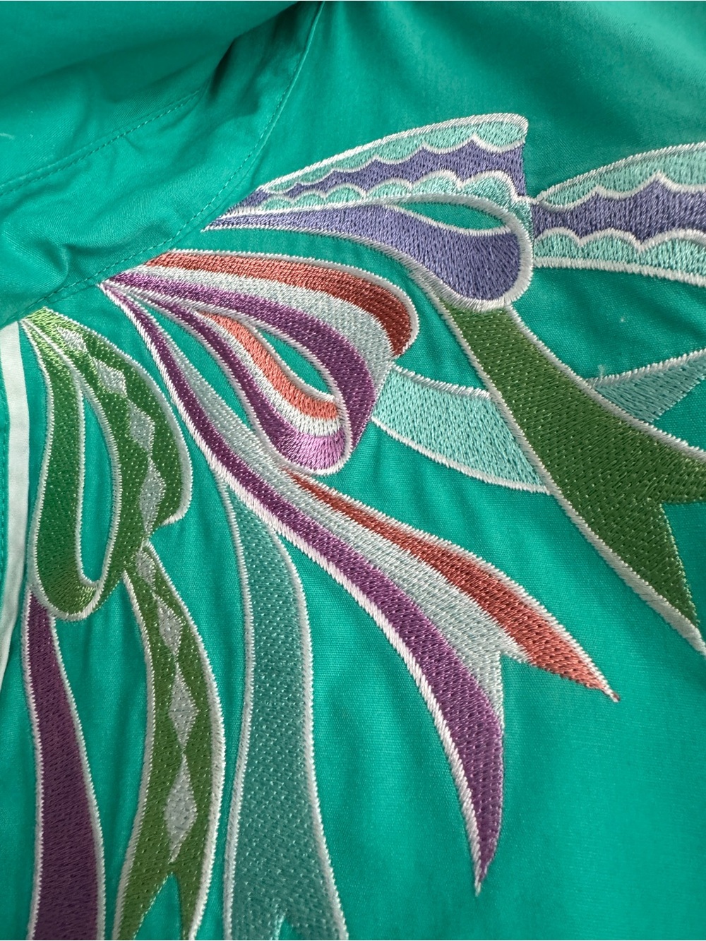 Vintage Bob Mackie Wearable Art Teal Western Ribbon Shirt - XL - Picture 4 of 10